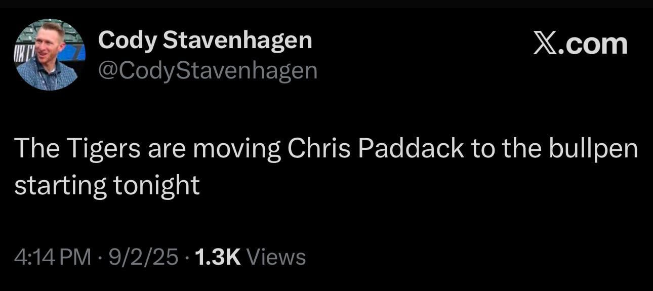 The Tigers are moving Chris Paddack to the bullpen starting tonight