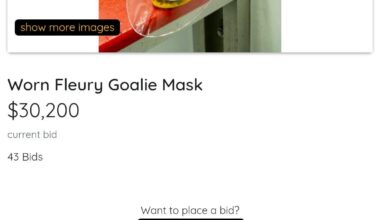 Auction for game warn mask from Jackets Game