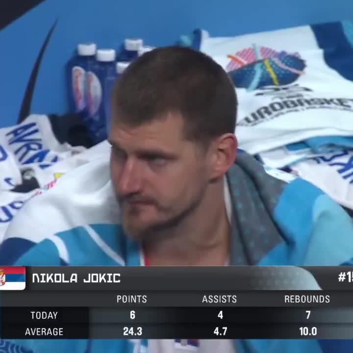 Nikola Jokic singing Pitbull's 'Don't Stop the Party' on the bench
