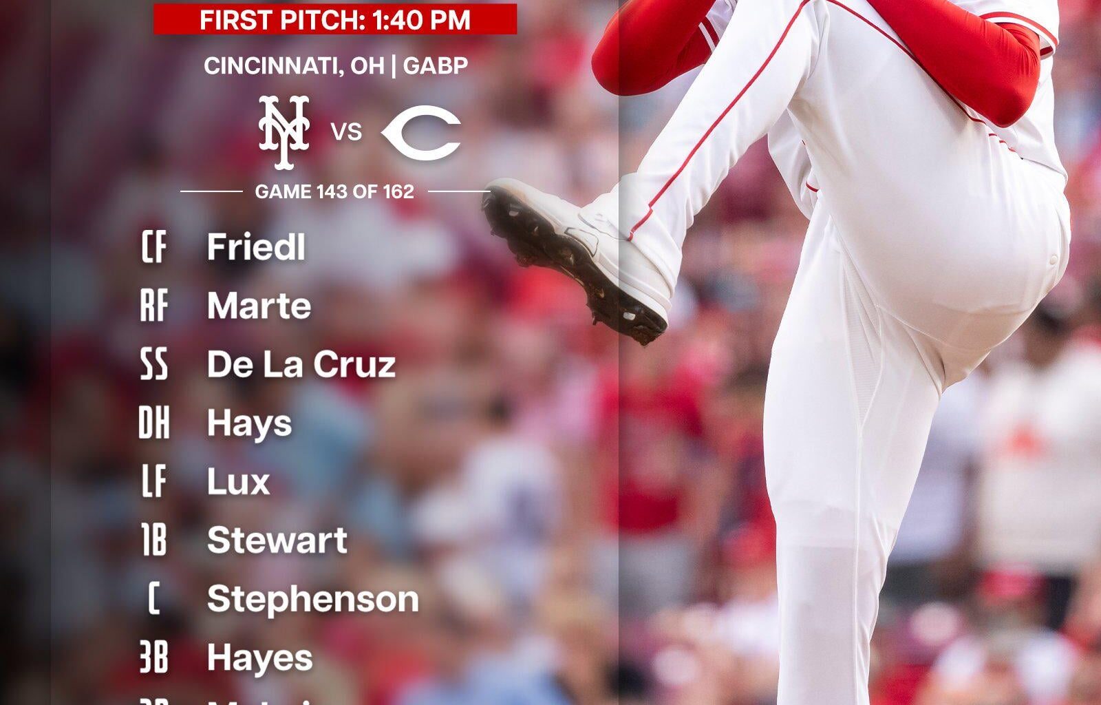 Reds lineup - Sunday 9/7/25