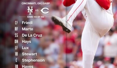 Reds lineup - Sunday 9/7/25