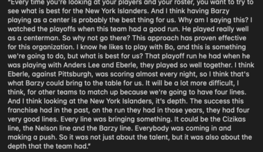 Roy on the decision to move Barzal back to center