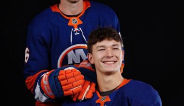 Schaefer and Gatcomb at the NHLPA Rookie Showcase