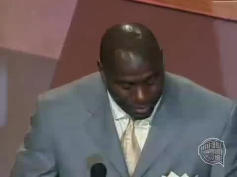 Magic chokes up talking about Bird during his HoF speech: "Larry, you're just what a basketball player should be. The biggest reason I'm here is because of you, making me go to the gym all summer. It was tremendous playing against you, and I'm just happy and I thank God I got to know you."