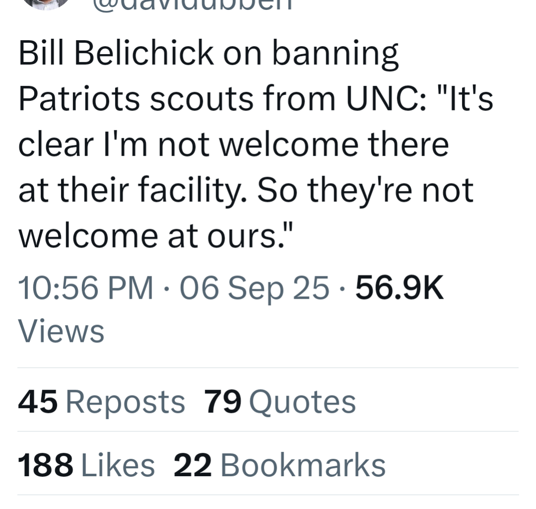 Belichick gotta be the pettiest 73 year old man in the world.