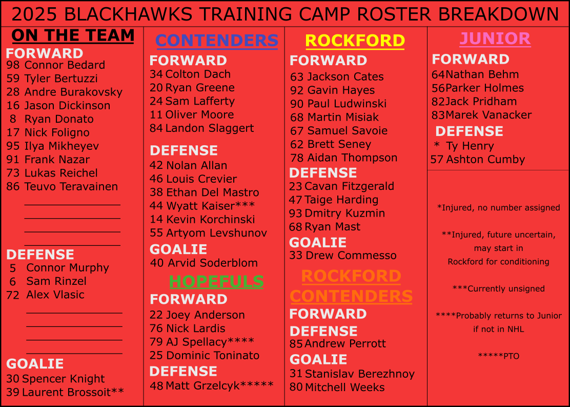 2025 Chicago Blackhawks training camp roster - breakdown