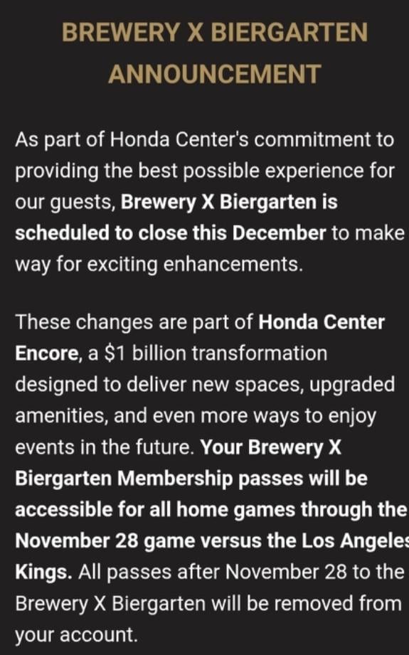 Brewery X Biergarten closing the end of November