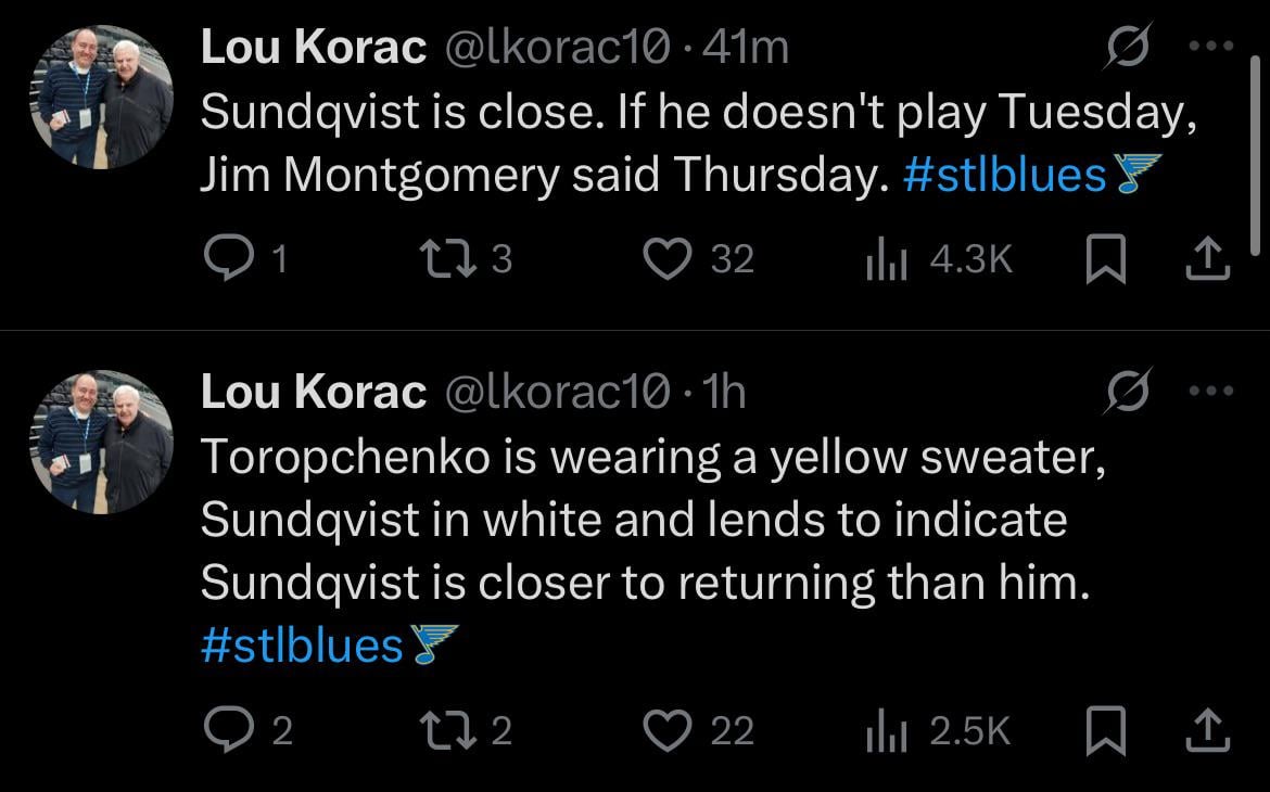 [Korac] Sundqvist is close to returning to the lineup per Montgomery. Toropchenko is not ready yet.