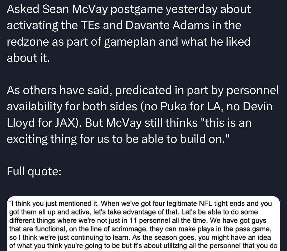 McVay’s statement is interesting here. Any thoughts?