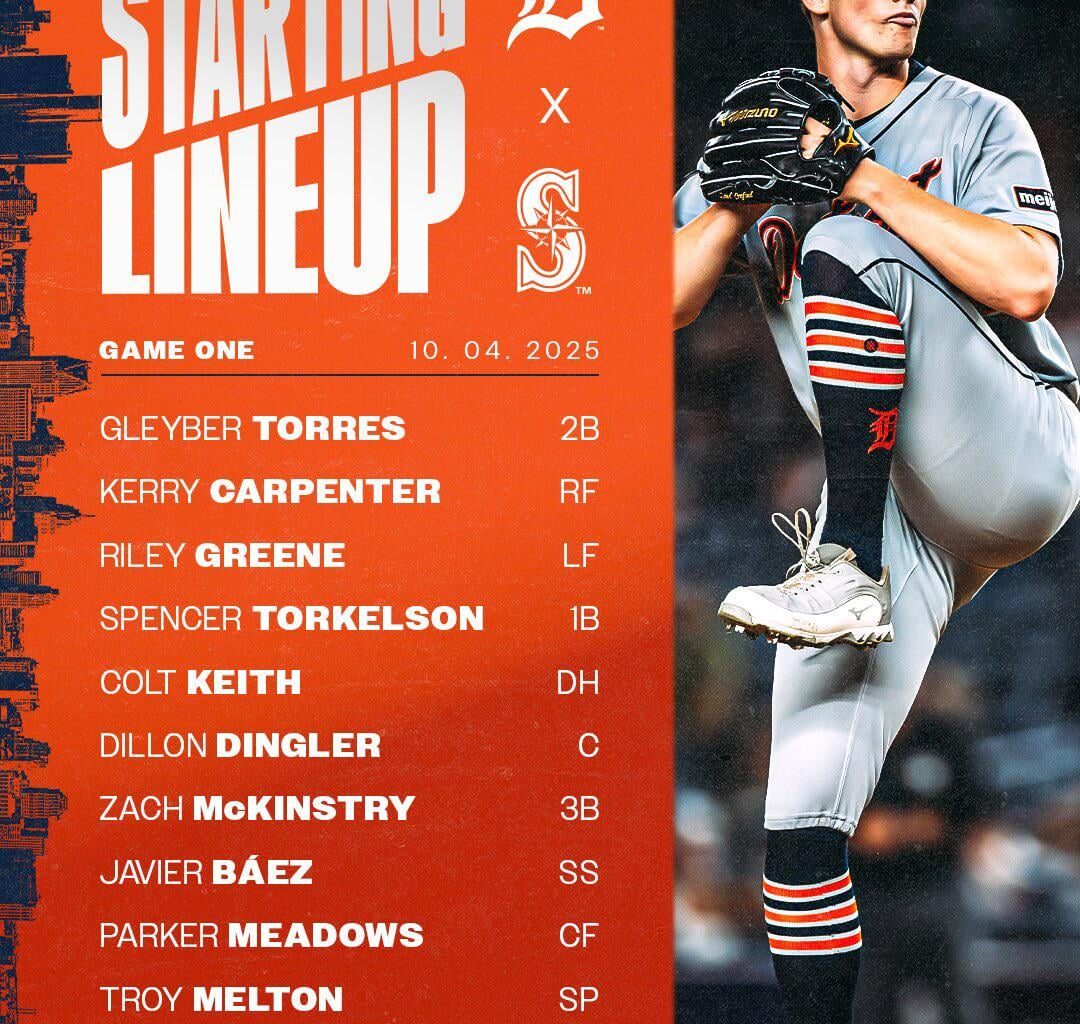 Detroit Tigers’ starting lineup for Game 1 of the ALDS against the Seattle Mariners!