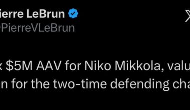 [Pierre LeBrun] 8 years x $5M AAV for Niko Mikkola, value extension for the two-time defending champs