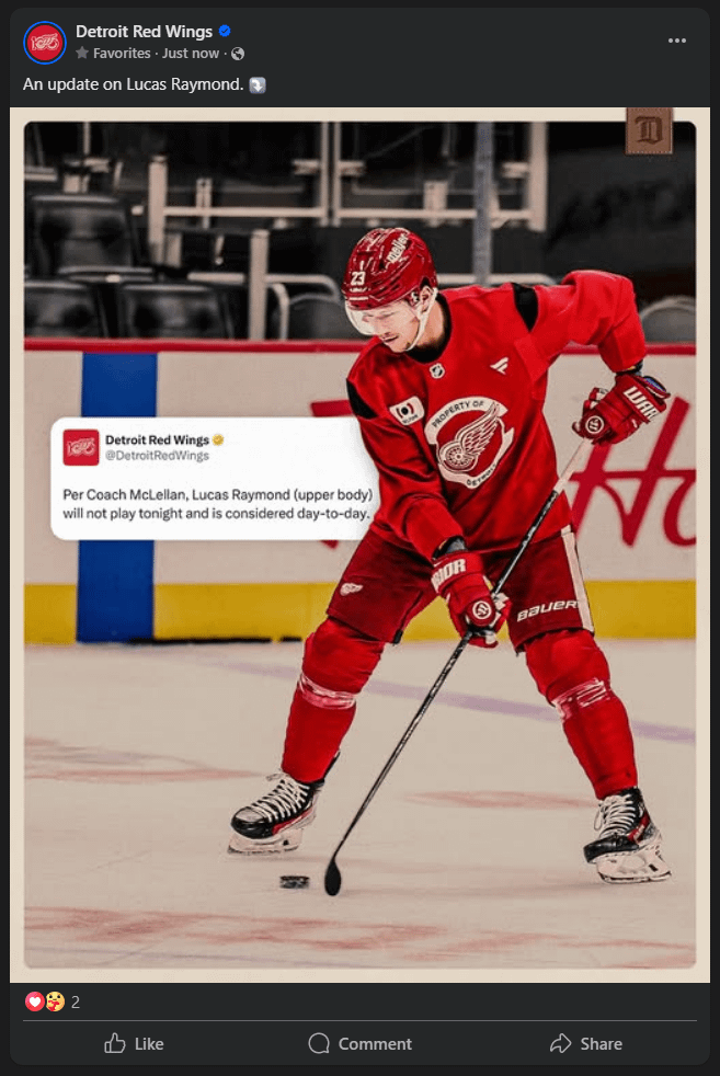 An update on Lucas Raymond.