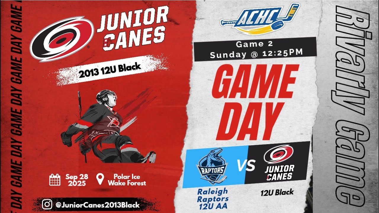 Jr Canes 12U Black vs Raleigh Raptors 12UAA - Game 2 (2 of 4) ACHC @ Polar Ice Wake Forest