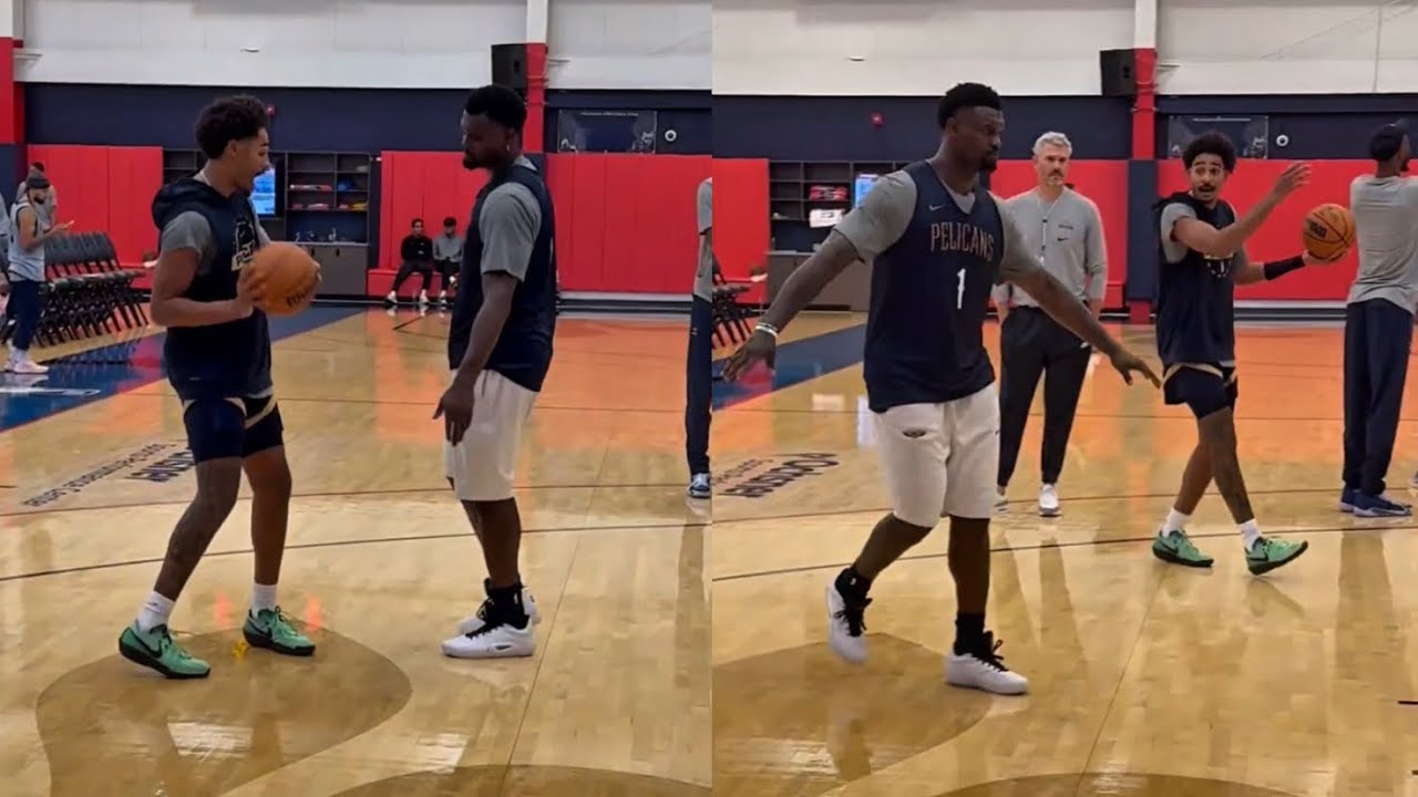 Zion Williamson & Jordan Poole work on their game together after practice 🔥