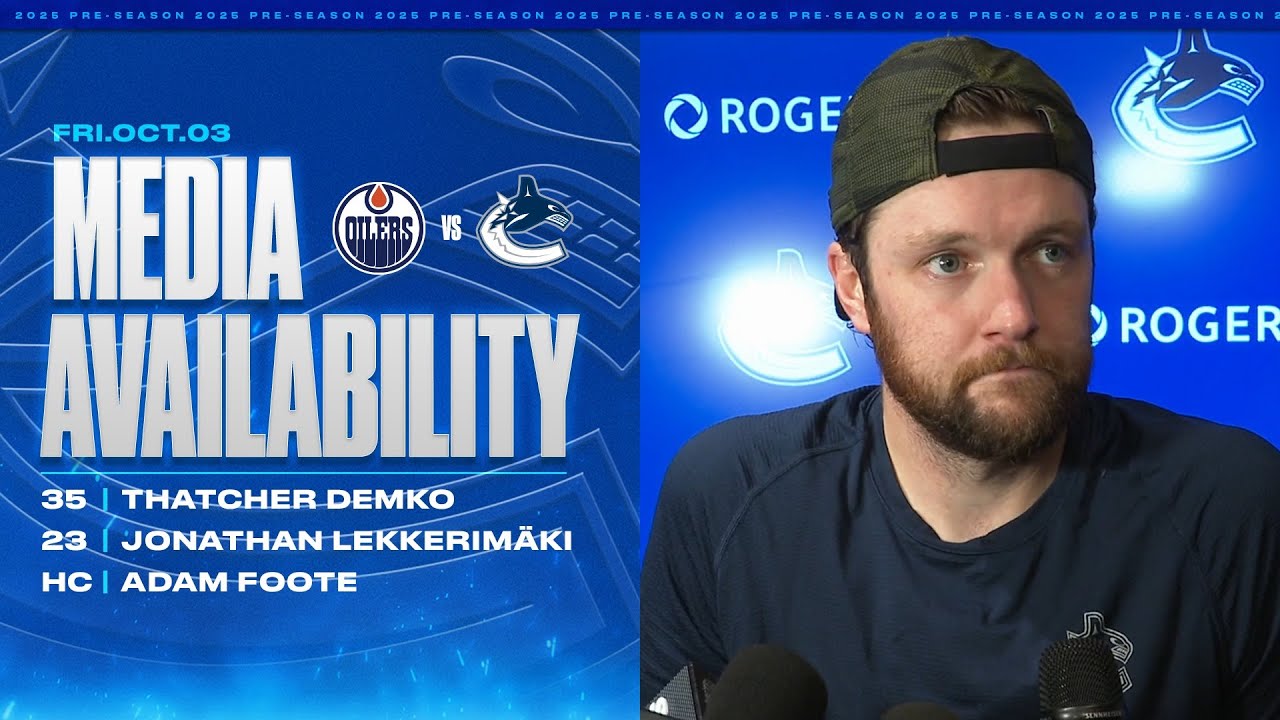 Demko, Lekkerimäki & Adam Foote Post-Game Media Availabilities | Canucks vs. Oilers (Oct. 3, 2025)