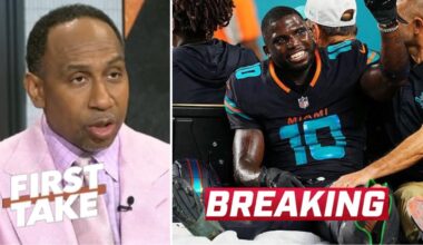 FIRST TAKE | Tyreek Hill's career is OVER! - Stephen A. Smith on Dolphins WR injury in win over Jets