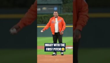 Miguel Cabrera tossed out the first pitch before Game 3 of the ALDS 🔥