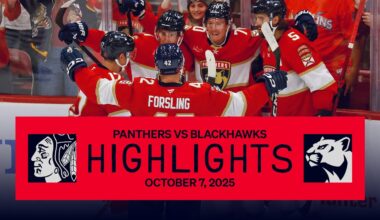 Panthers raise banner, down Blackhawks in opener | 10.7.25