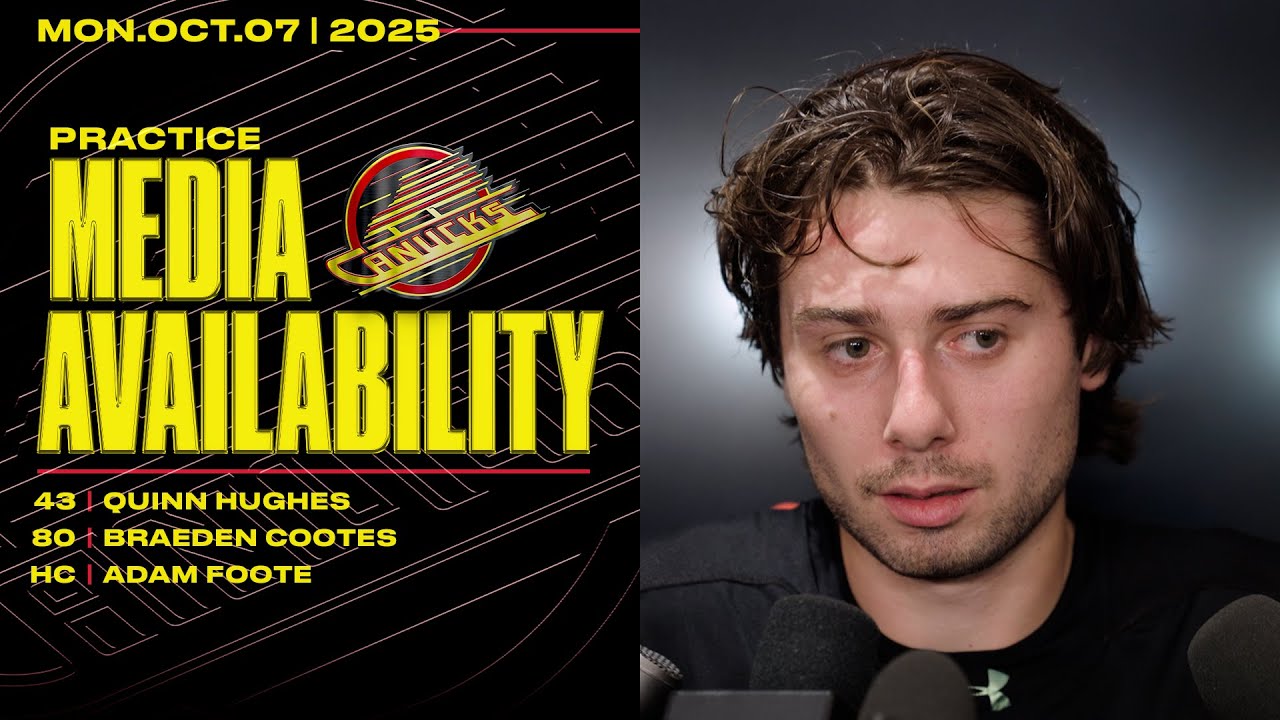Quinn Hughes, Braeden Cootes & Head Coach Adam Foote Media Availabilities (Oct. 07, 2025)