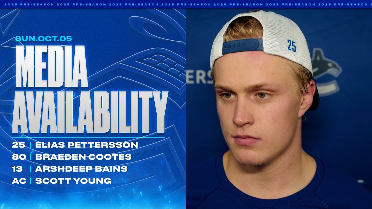 Elias Pettersson, Braeden Cootes, Arshdeep Bains & Scott Young Media Availabilities (Oct. 05, 2025)