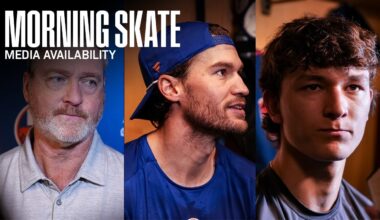Morning Skate Availability | Patrick Roy, Jonathan Drouin & Matthew Schaefer | NYI vs PIT (10/9/25)