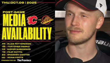Pettersson, Demko, Cootes, Foote & Others Post-Game Media | Canucks vs. Flames (Oct. 9, 2025)