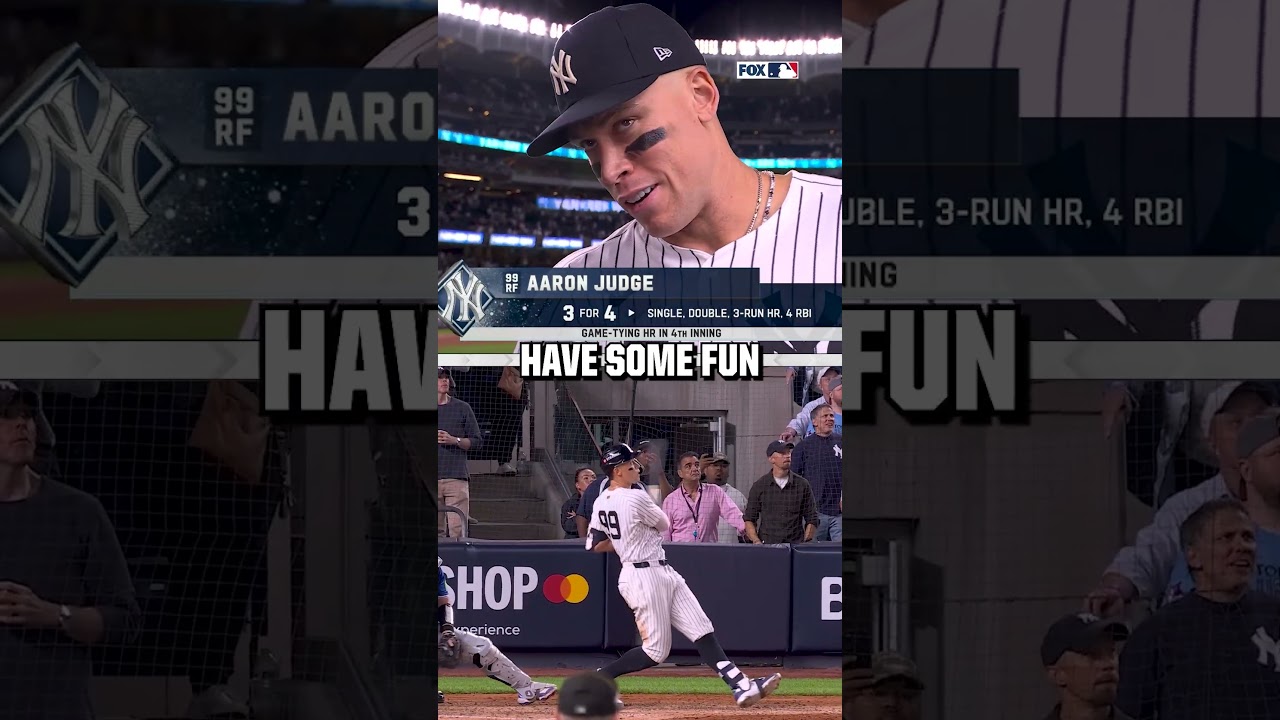 Aaron Judge on MASSIVE homer in Yankees win 😎 #mlb #baseball #yankees #bluejays #alds #foxsports