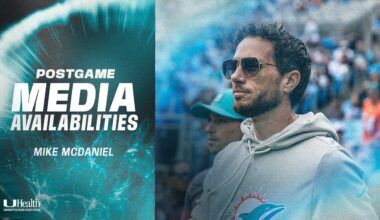 Coach Mike McDaniel meets with the media after #MIAvsCAR | Miami Dolphins