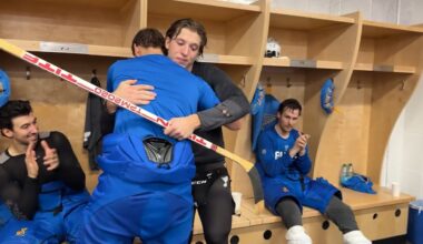 Blues celebrate first win of season