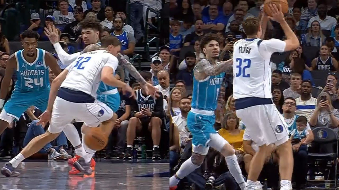 Cooper Flagg tough move on LaMelo Ball for bucket and throws lob to Anthony Davis