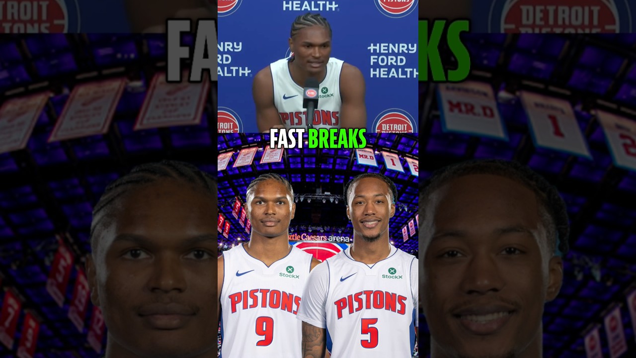 Ausar Thompson is excited to share the floor with Ron Holland #detroitpistons #detroitbasketball