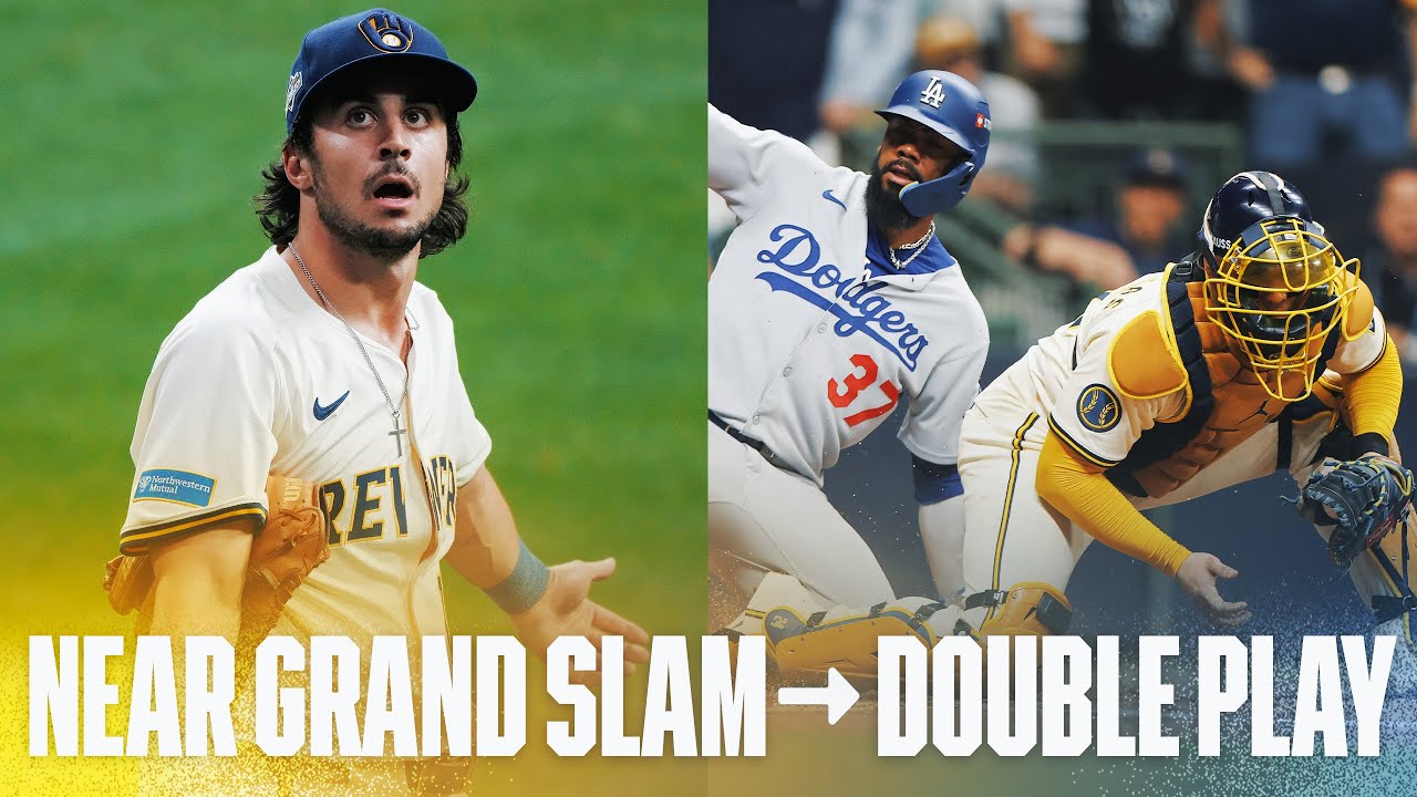 Near-grand slam ➡️ double play? Brewers get out of BASES-LOADED JAM with a MIRACLE! 😱 (Full inning)