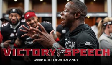 Raheem Morris postgame locker room victory speech | Falcons vs. Bills
