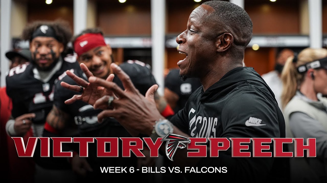 Raheem Morris postgame locker room victory speech | Falcons vs. Bills