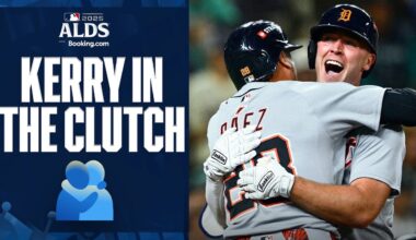 FOR THE LEAD in Game 5 🫢 Kerry Carpenter CRUSHES go-ahead two-run homer for Tigers!!