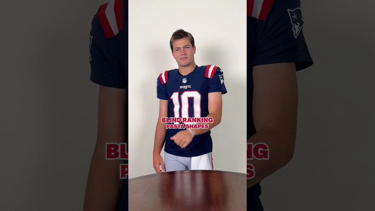 Drake Maye blind ranks pasta shapes 🍝 #nfl #drakemaye #patriots #shorts