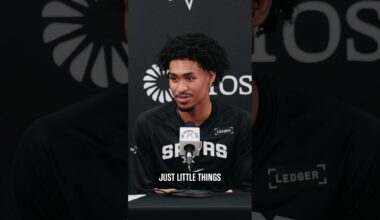 Just a smidge higher 🤏😂 #nba #spurs #victorwembanyama #dylanharper