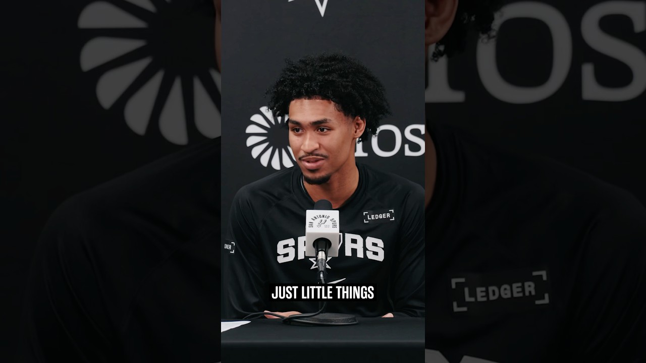 Just a smidge higher 🤏😂 #nba #spurs #victorwembanyama #dylanharper