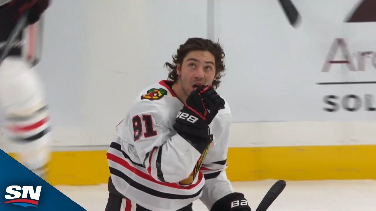 Blackhawks' Frank Nazar Jumped After Crashing The Net To Score