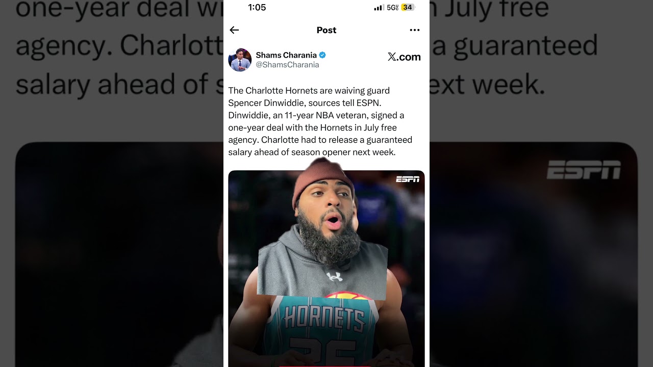 BREAKING! Charlotte hornets are waiving guard Spencer DINWIDDIE 😱