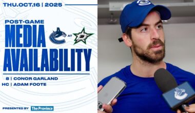 Conor Garland & Head Coach Adam Foote Post-Game Media | Canucks at Stars (Oct 16, 2025)