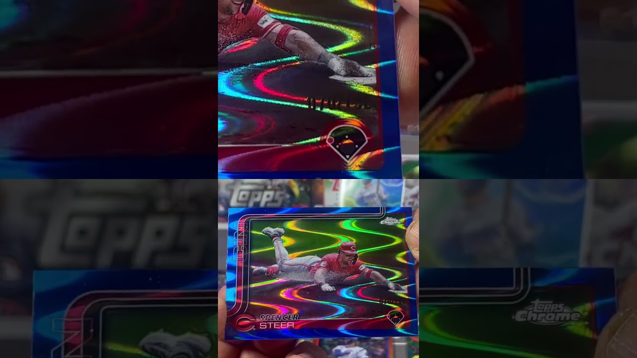 Spencer Steer 2024 Topps Chrome Blue RayWave Refractor Cincinnati Reds  150 #topps2025 #toppschrome