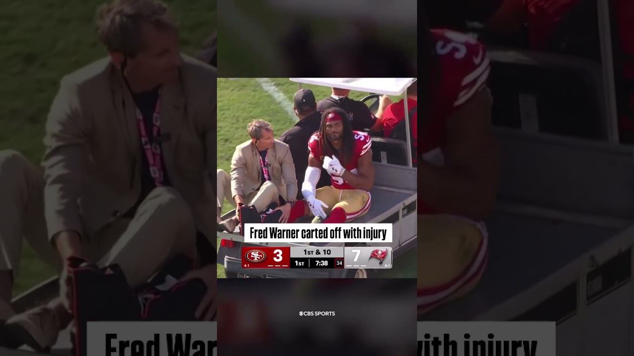 Fred Warner was carted off the field in a air cast around his right leg #nfl #49ers