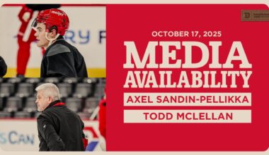 Axel Sandin-Pellikka, Todd McLellan Morning Skate Media | Oct. 17, 2025