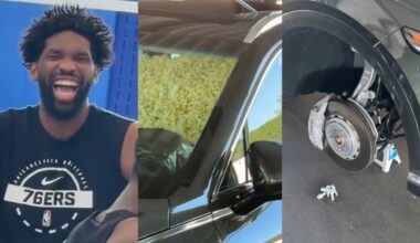 76ers fill Adem Bona's car with popcorn and take wheel off for not listening to Embiid 😂