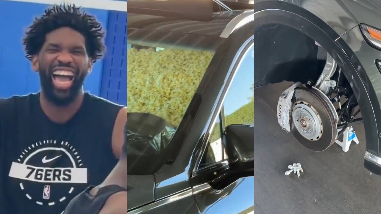 76ers fill Adem Bona's car with popcorn and take wheel off for not listening to Embiid 😂