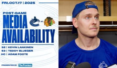 Kevin Lankinen, Teddy Blueger & Adam Foote Post-Game Media | Canucks at Blackhawks (Oct 17, 2025)