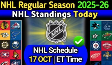 NHL Standings 2025 | last update 17 Oct Schedule | NHL Hockey Standings & Rankings 2025-26