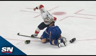 Brad Marchand Leaps On Rasmus Dahlin And Comes Away With His Helmet