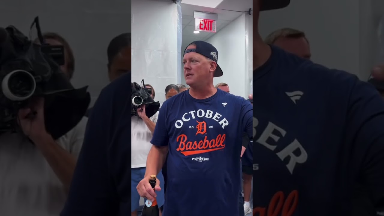 A.J. Hinch & the Detroit Tigers in the Locker Room following their AL Wild Card Series Win 🔥